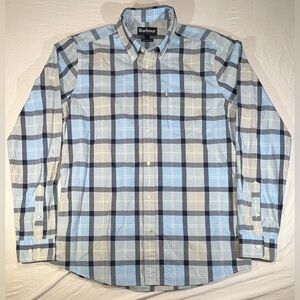 Barbour Plaid Shirt Men's USA Size Tailored Fit S blue long sleeve button down